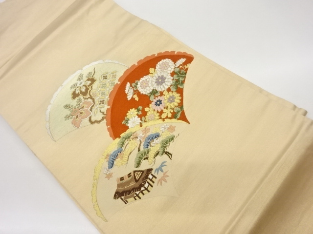 JAPANESE NAGOYA OBI / WOVEN KIKU & PAULOWNIA